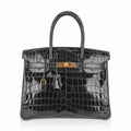 Birkin Bag, Crocodile-Grain Top-Grain Cowhide Leather, In-Seam Gold Hardware — Refined Structured Tote