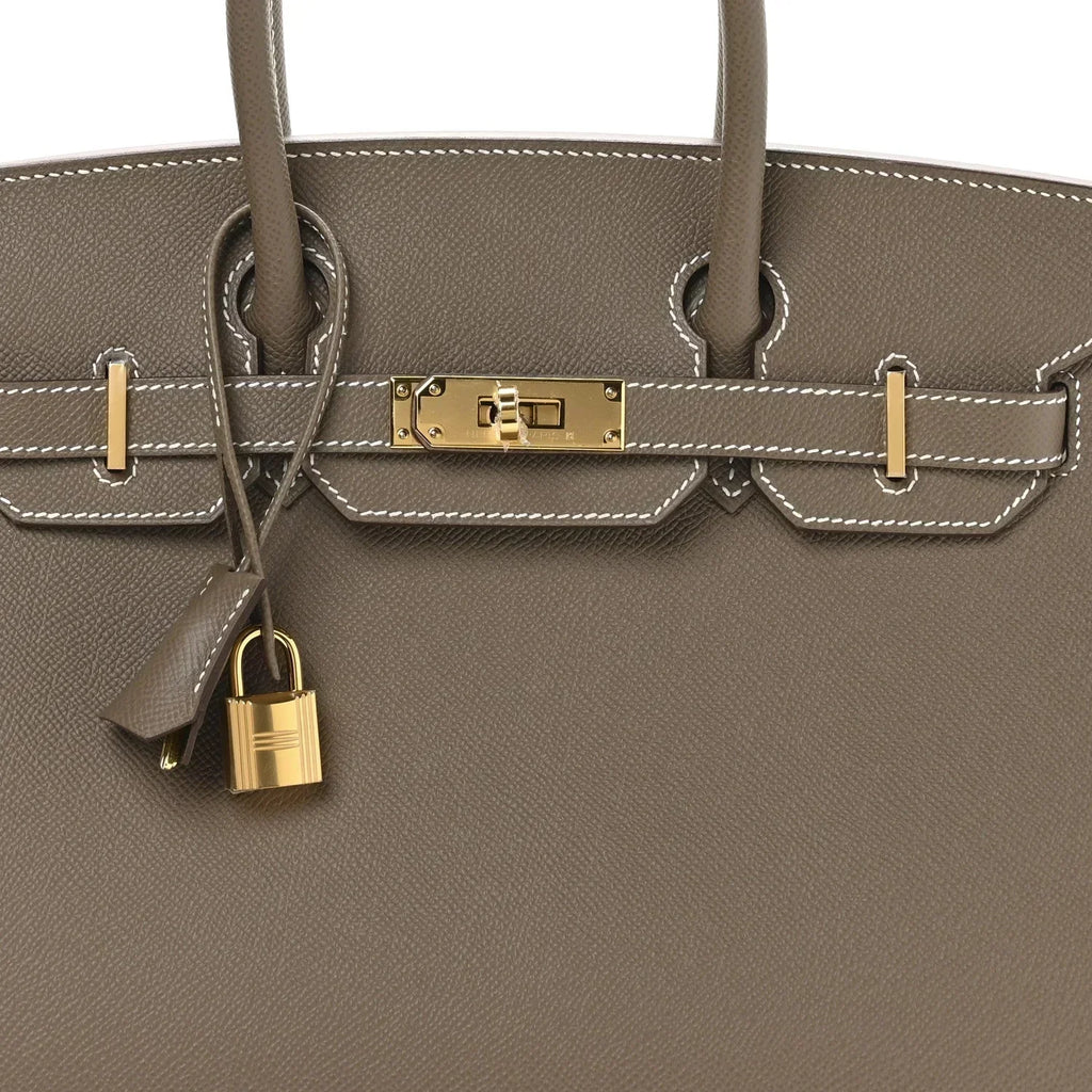 Birkin Sellier 30 Etoupe Epsom Quilted Epsom Leather — Elegant Hand-Carry Design