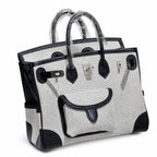 Birkin Cargo 25 Black Leather and Ecru Canvas Multi-Pocket Mini Bag — Classic Hand-Carry Tote