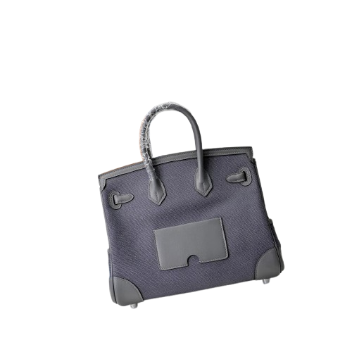 Birkin Cargo 25 Etain Grey Swift Leather and Canvas Splicing Bag — Streamlined Structured Bag