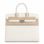 Birkin 25 Sellier 10 Craie Epsom Silver Hardware — Polished Top-Handle Bag