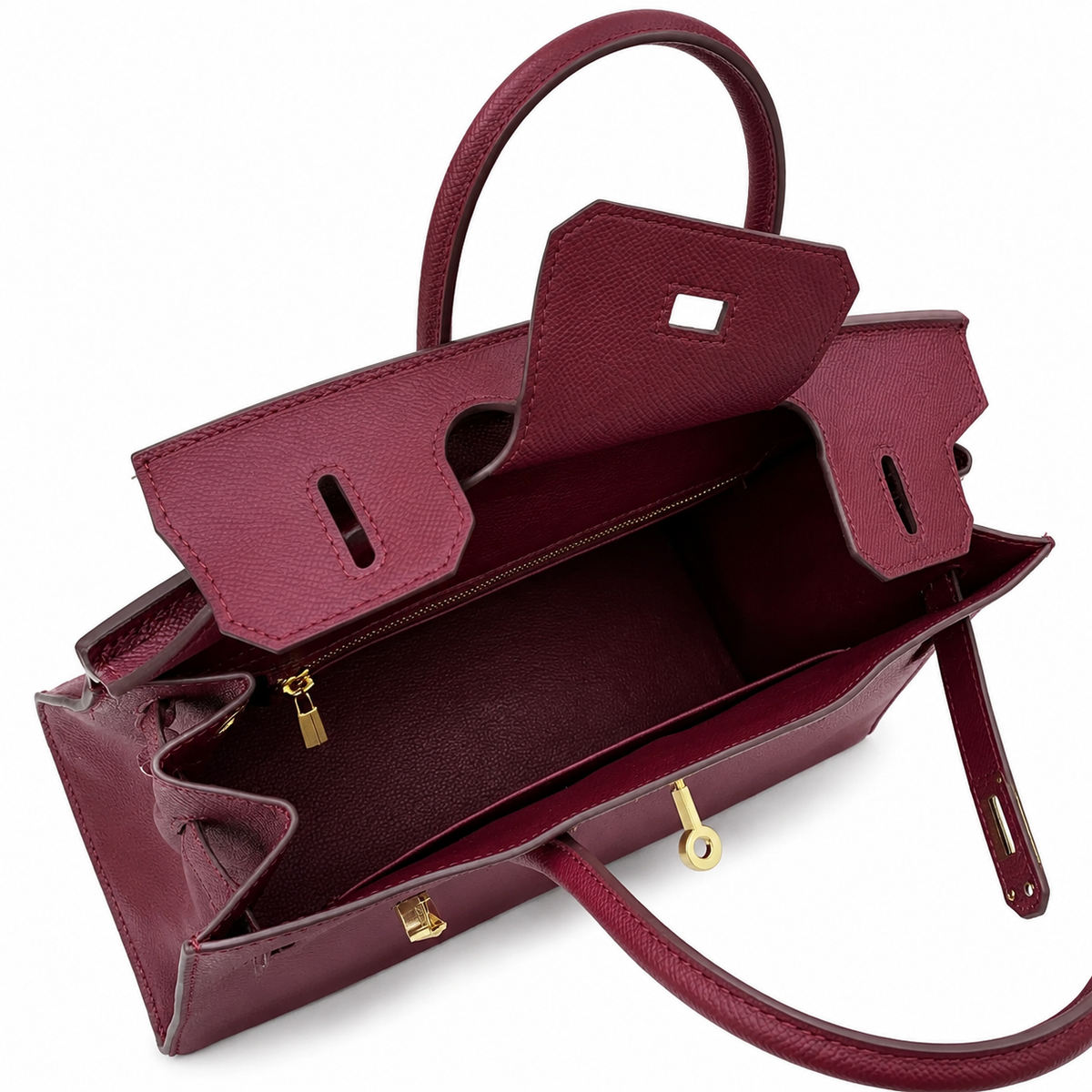 Birkin Style 25/30 Sellier in Bordeaux Epsom Leather (Gold Hardware) — Versatile Top-Handle Handbag