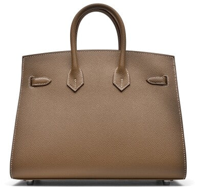 Etoupe Epsom Birkin 25 Sellier Palladium Hardware — Timeless Structured Handbag