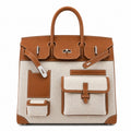 Birkin Cargo 40 Gold Leather and Toile Canvas Multi-Pocket Bag — Distinctive Carryall Silhouette