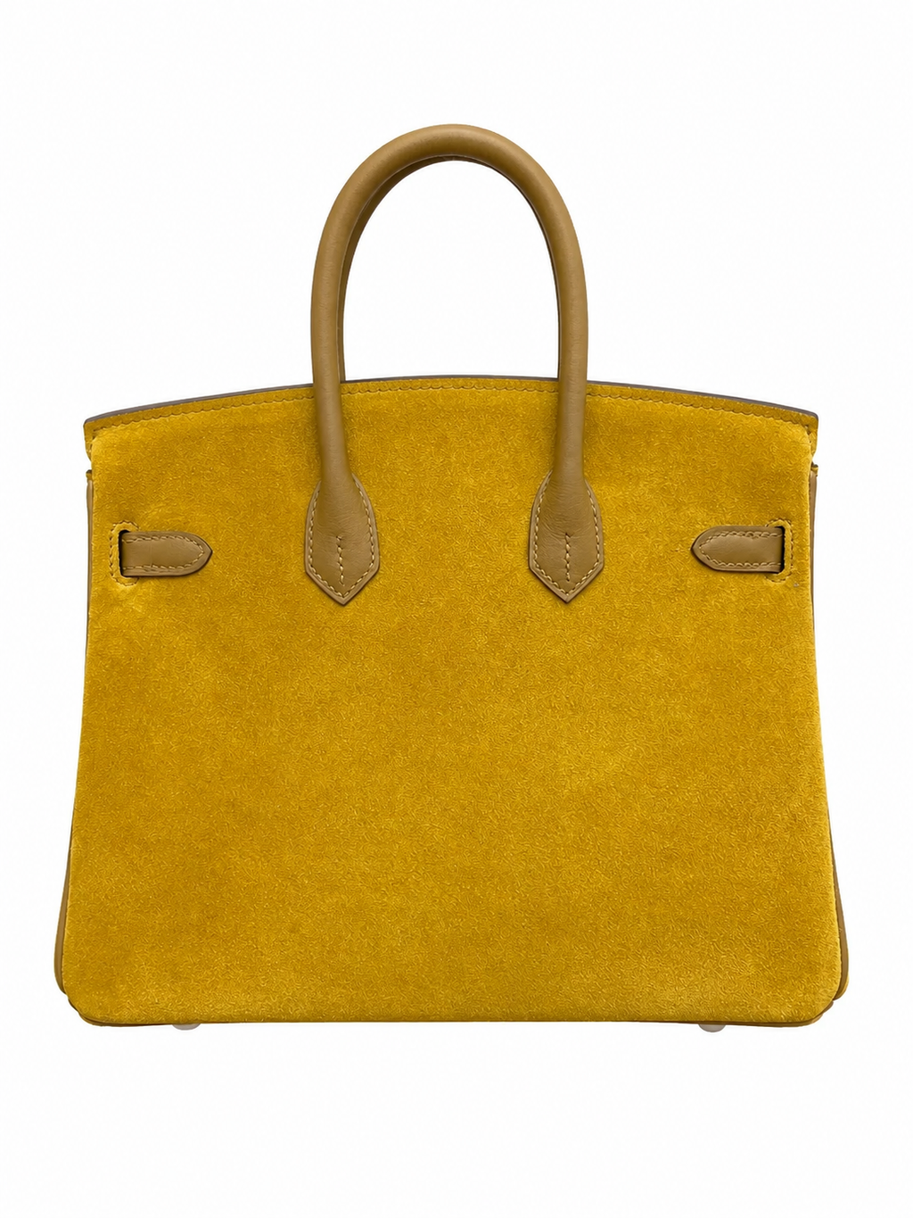 Birkin 25 Retourne in Yellow Swift Leather and Suede Grizzly (Palladium Hardware) — Classic Hand-Carry Tote