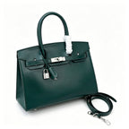 Birkin 30 Style Sellier in Vert Cypress Smooth Leather (Palladium Hardware) — Timeless Structured Handbag