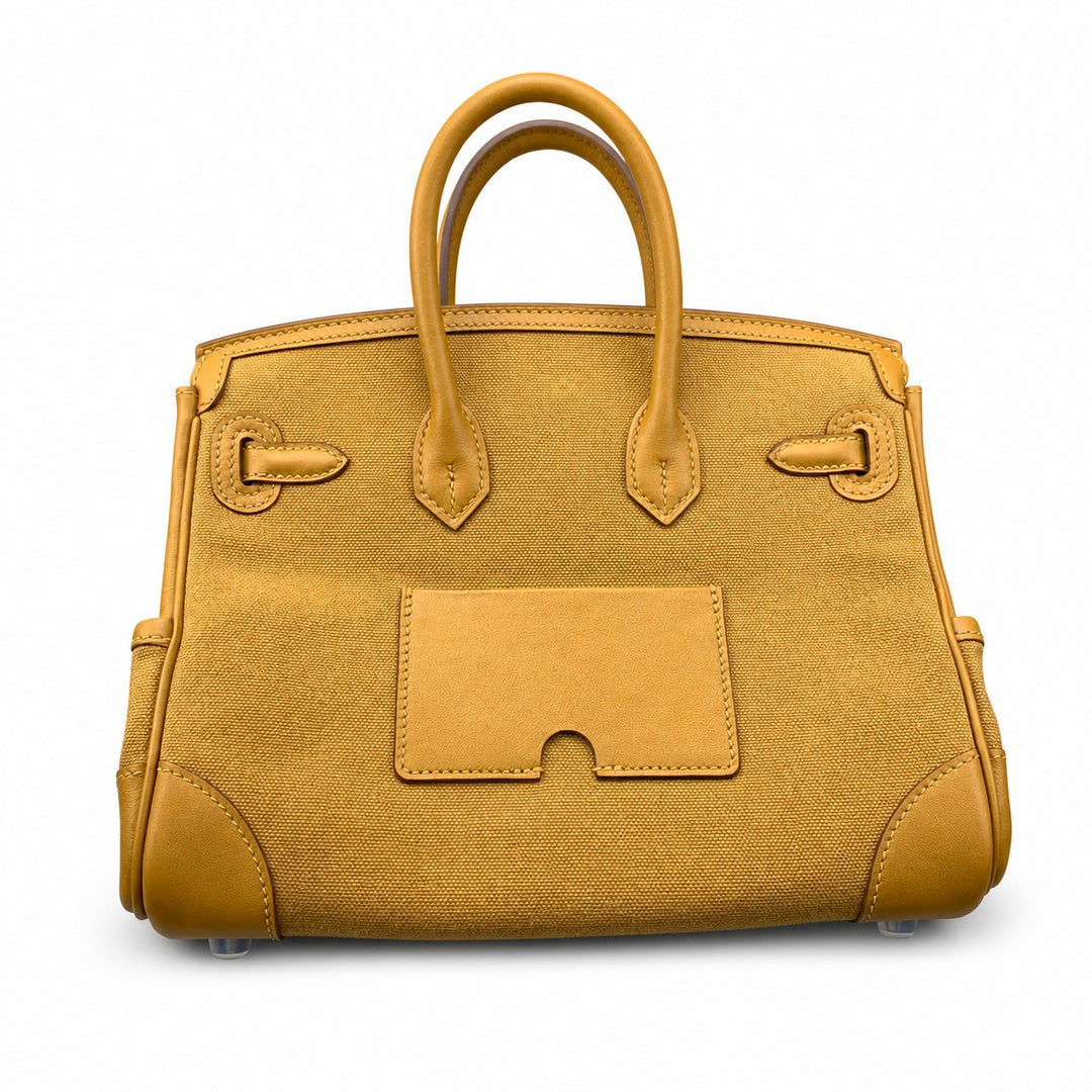 Birkin Cargo 25 in Sesame Toile Goéland and Swift Leather (Palladium Hardware) — Timeless Structured Handbag