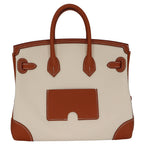Multi-Pocket Birkin Cargo 25cm Tote in Gold Brown Leather & Canvas — Polished Top-Handle Bag