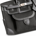 Birkin Cargo 25 All Black Swift Leather and Canvas Multi-Pocket Bag — Elegant Hand-Carry Design