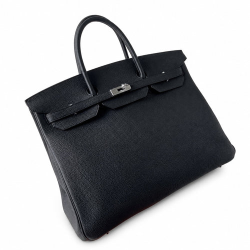 Birkin 40 Retourne in Noir Togo Leather (Palladium Hardware) — Streamlined Structured Bag