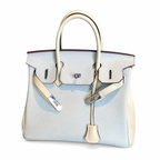 Birkin 25/30 Retourne Bi-Color in Bleu Brume and Craie Togo Leather (Palladium Hardware) — Polished Top-Handle Bag