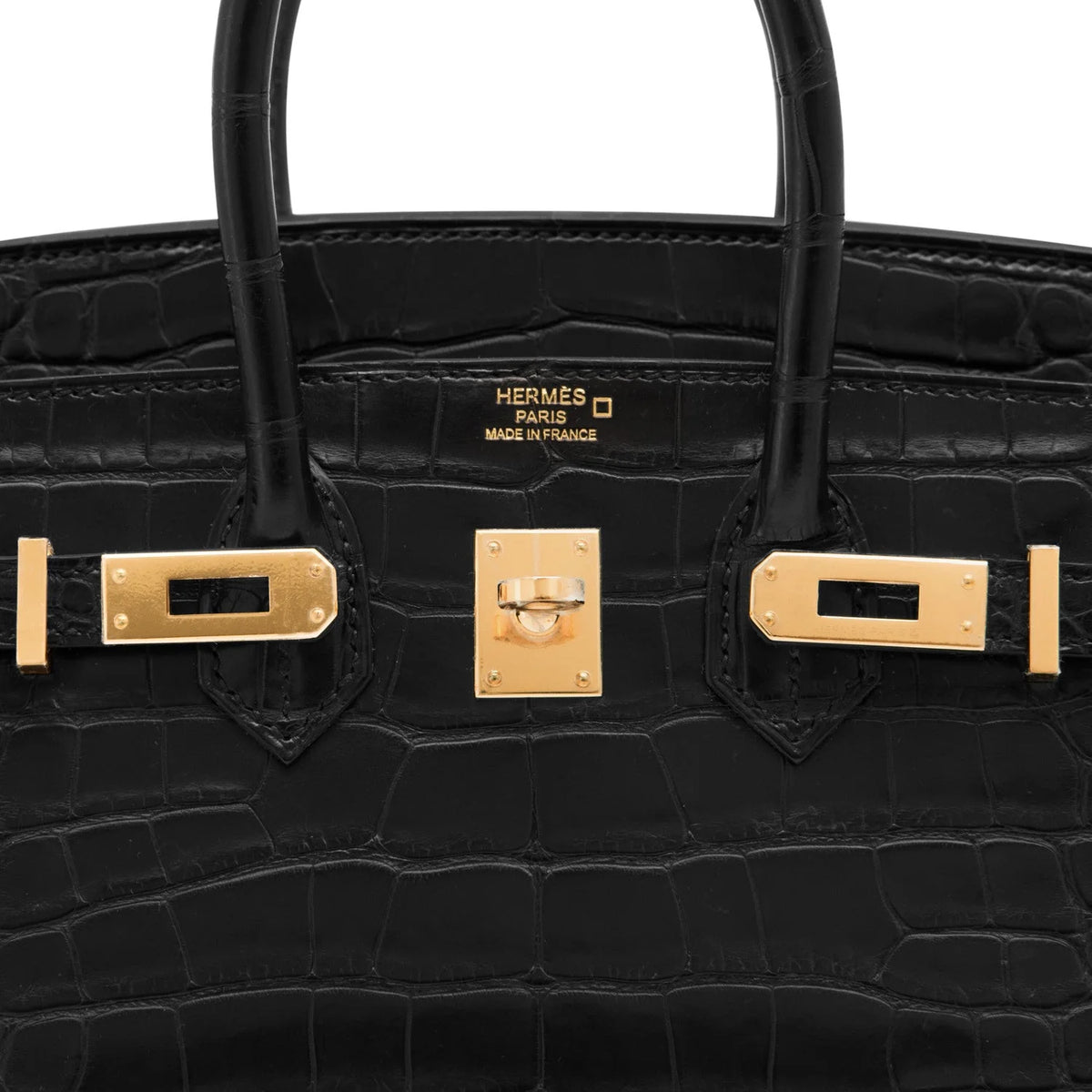 Black Matte Alligator Baby Birkin 20cm Gold Hardware — Streamlined Structured Bag