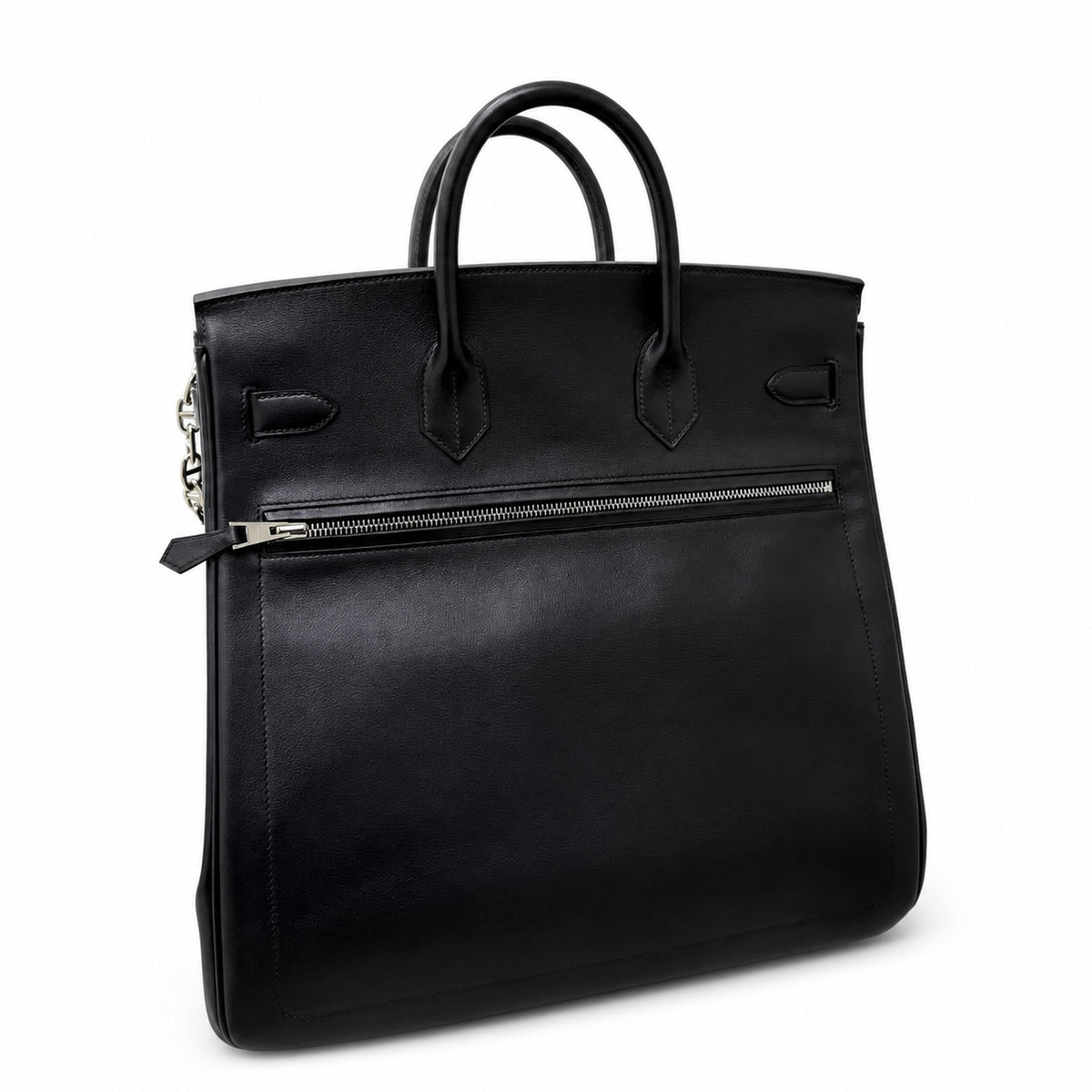 Birkin 40 Rock Sellier in Noir Swift Leather (Palladium Hardware) — Timeless Structured Handbag