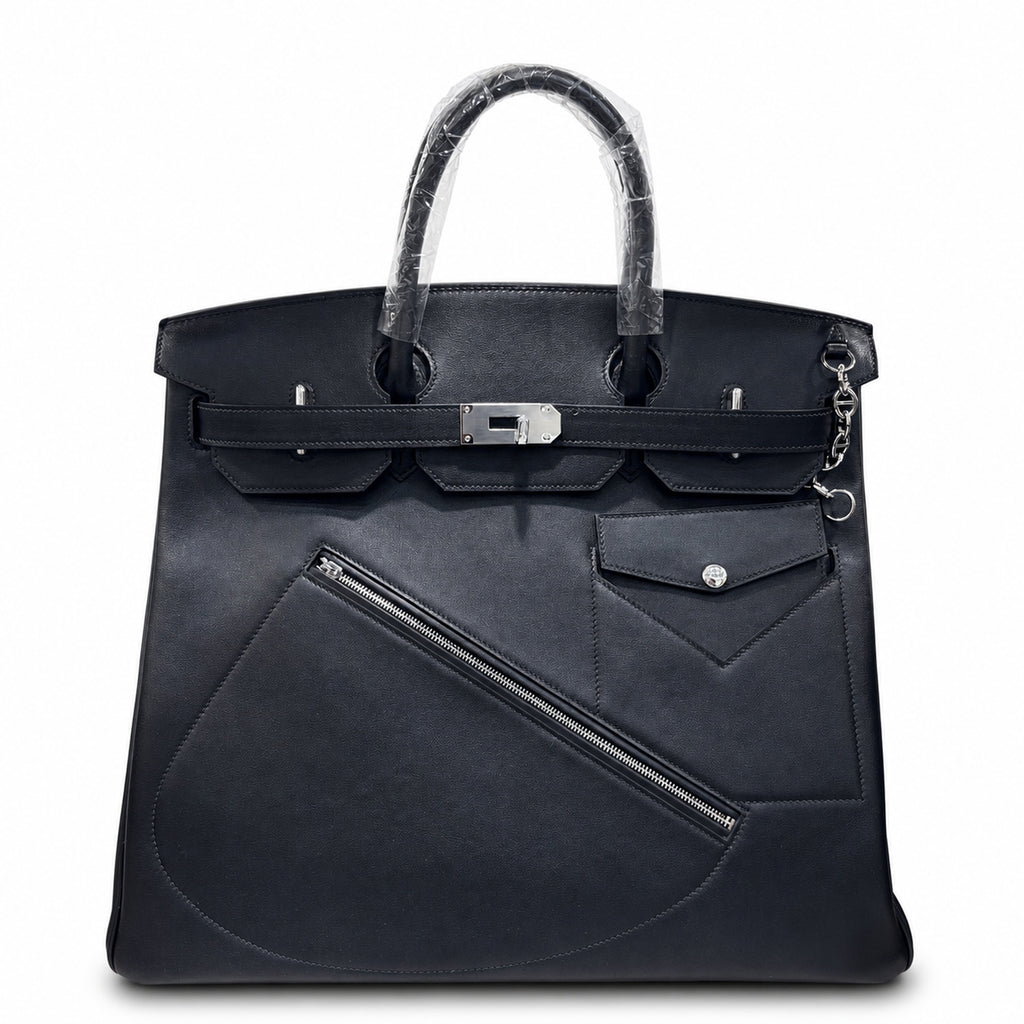 Birkin 40 Rock Sellier in Noir Swift Leather (Palladium Hardware) — Timeless Structured Handbag