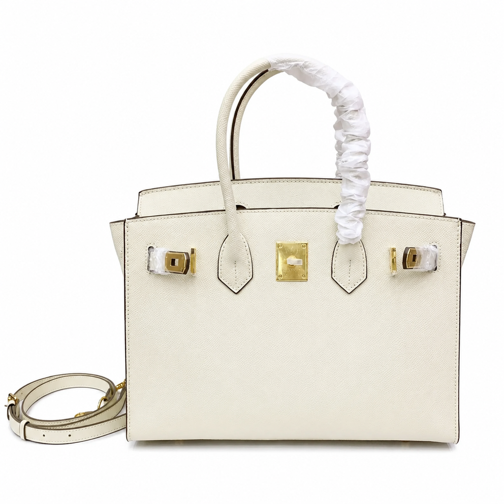 Birkin Style 25/30 Sellier in Craie Epsom Leather (Gold Hardware) — Streamlined Structured Bag