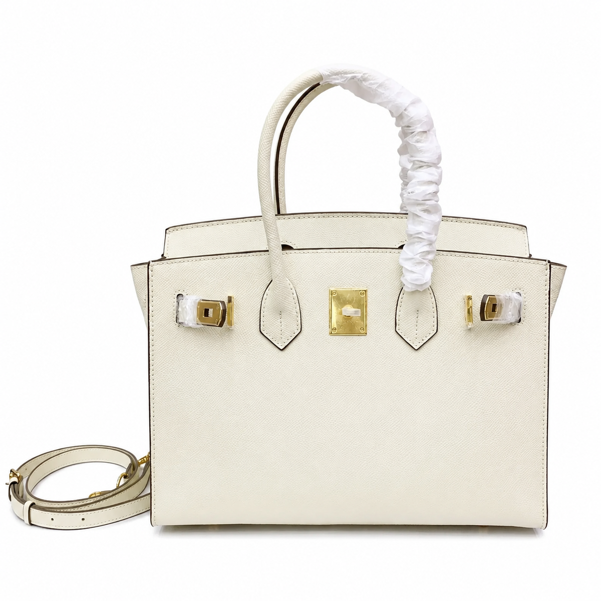 Birkin Style 25/30 Sellier in Craie Epsom Leather (Gold Hardware) — Streamlined Structured Bag