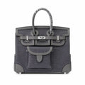 Birkin Cargo 25 Etain Grey Swift Leather and Canvas Splicing Bag — Streamlined Structured Bag