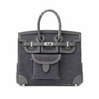 Birkin Cargo 25 Etain Grey Swift Leather and Canvas Splicing Bag — Streamlined Structured Bag