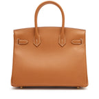 Birkin Sellier 25 Gold Epsom Leather Rolled Handles Gold Hardware — Classic Hand-Carry Tote