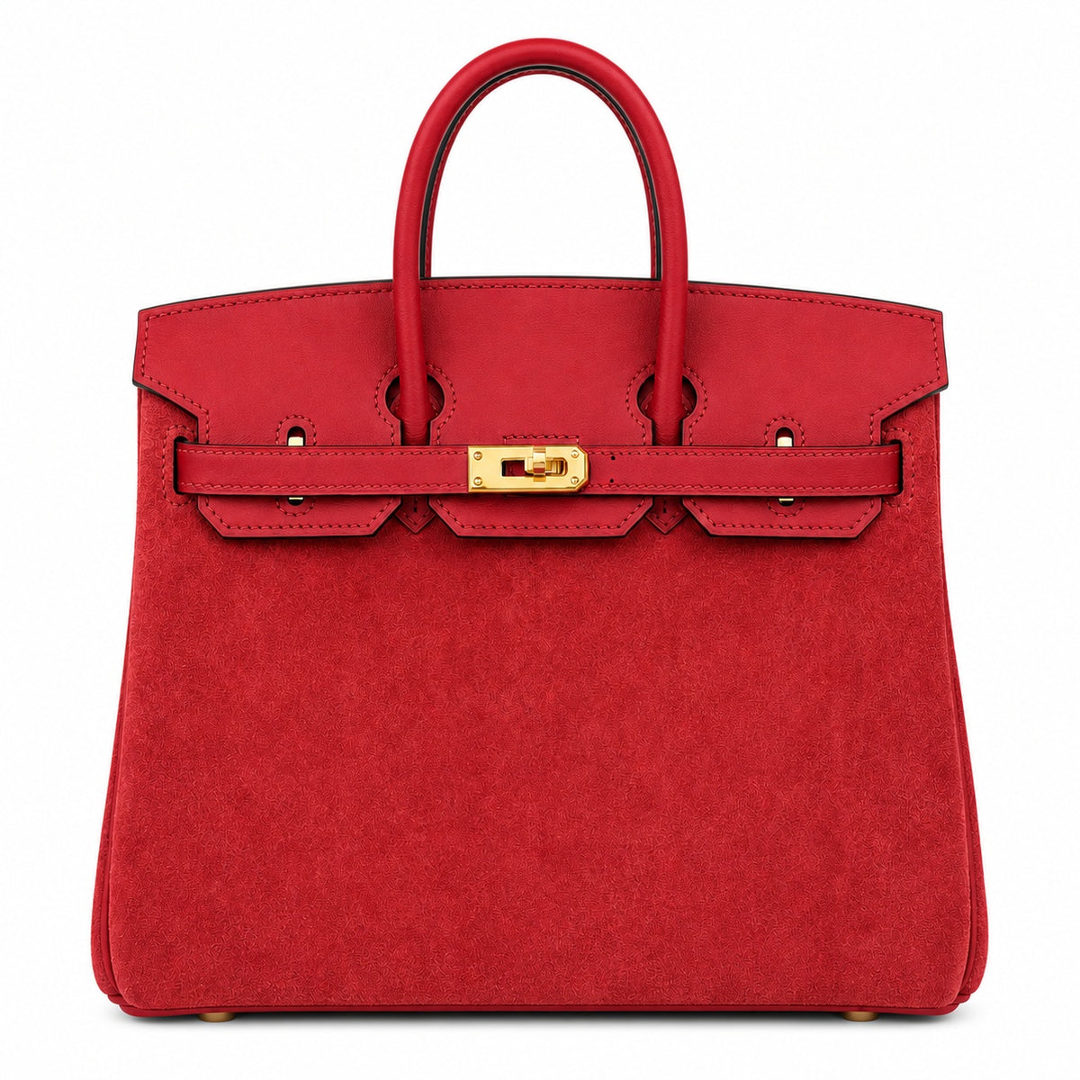 Rare Runaway Birkin 25cm Grizzly Rouge Casaque Suede Luxury Tote — Polished Top-Handle Bag