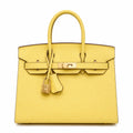 Birkin Style 25/30 Sellier in Lime Epsom Leather (Gold Hardware) — Timeless Structured Handbag