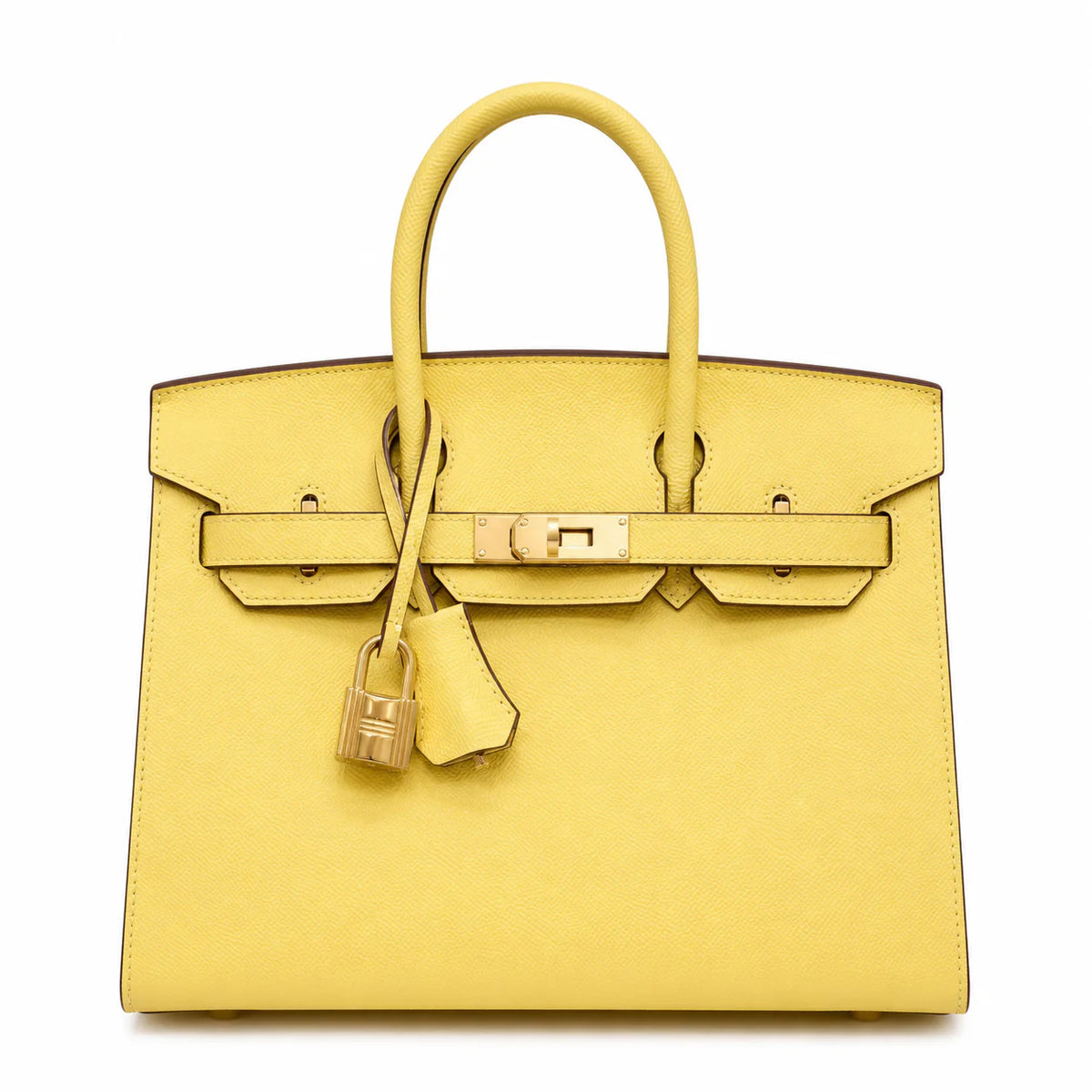 Birkin Style 25/30 Sellier in Lime Epsom Leather (Gold Hardware) — Timeless Structured Handbag