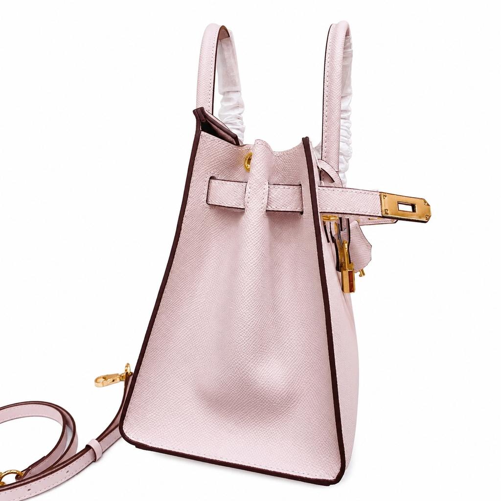 Birkin Style 25/30 Sellier in Rose Sakura Epsom Leather (Gold Hardware) — Refined Structured Tote