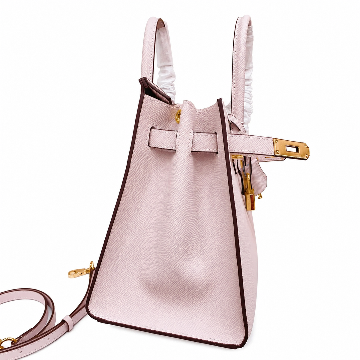 Birkin Style 25/30 Sellier in Rose Sakura Epsom Leather (Gold Hardware) — Refined Structured Tote