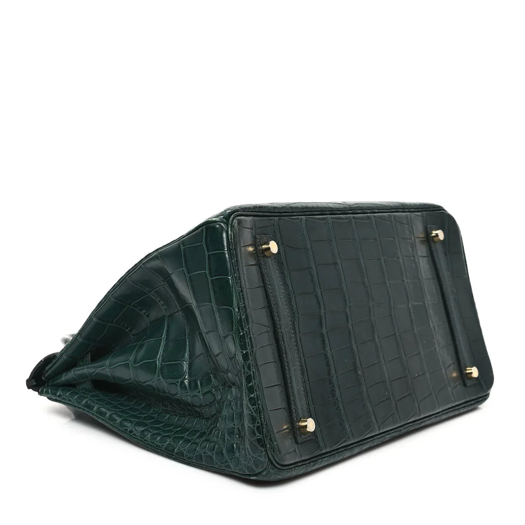 Birkin Vert Titien Matte Alligator Gold Hardware — Structured Top-Handle Tote