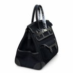 Birkin Cargo 35 in Noir Toile Goéland and Swift Leather (Palladium Hardware) — Refined Structured Tote
