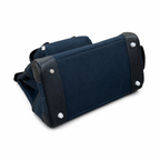 Birkin Cargo 35 in Bleu Nuit Toile Goéland and Noir Swift Leather (Palladium Hardware) — Polished Top-Handle Bag