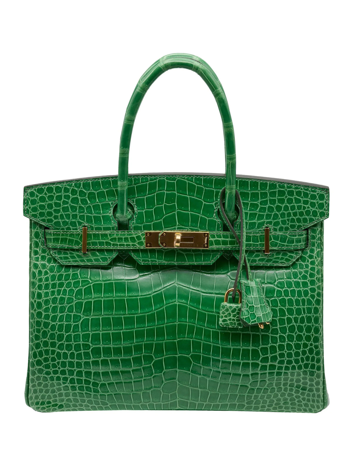 Birkin Emerald Shiny Niloticus Crocodile Gold Hardware — Streamlined Structured Bag