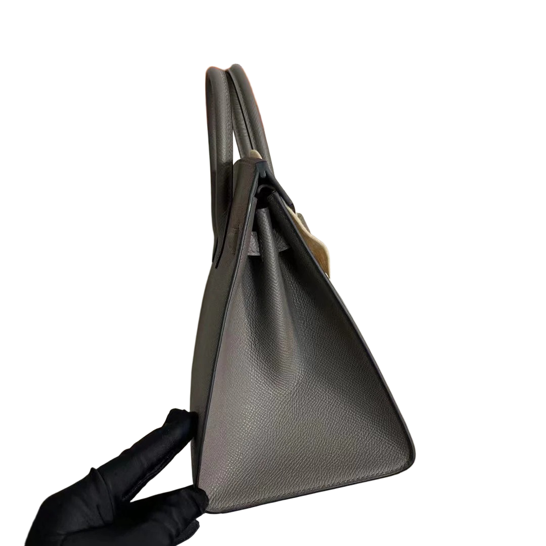 Birkin 25 Sellier 8F Etain Epsom Silver Hardware — Streamlined Structured Bag