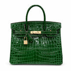 Retourne in Vert Crocodile-Embossed Leather (Gold Hardware) — Sophisticated Tote Style