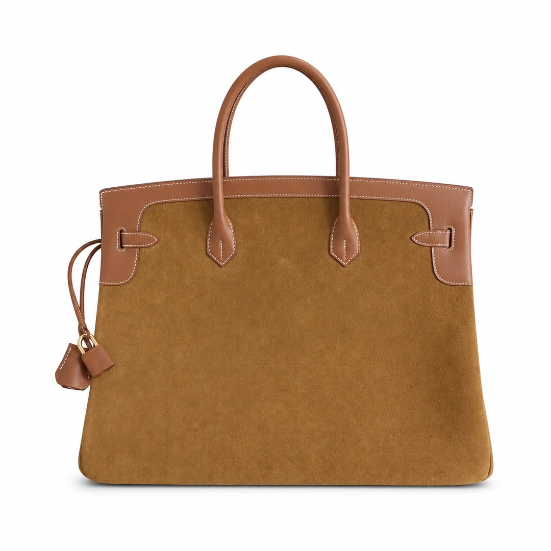Birkin 40 Retourne in Gold Swift Leather and Suede Grizzly (Gold Hardware) — Sophisticated Tote Style