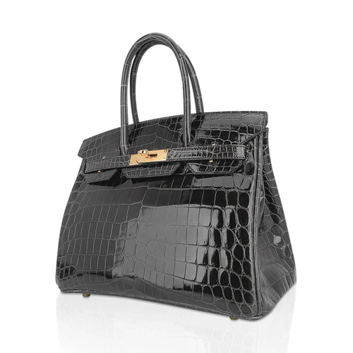 Birkin Bag, Crocodile-Grain Top-Grain Cowhide Leather, In-Seam Gold Hardware — Refined Structured Tote